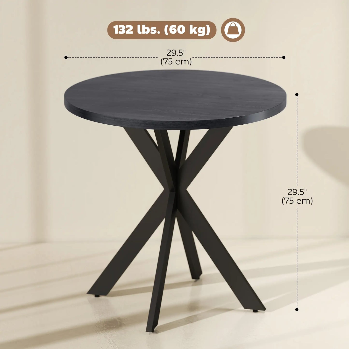 29" Round Dining Table, Steel Legs, Black Bar Tables & Dining Tables at Gallery Canada