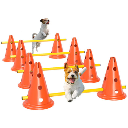 Dog Agility Hurdle Set, Adjustable Obstacle Course, 8 Cones 8 Poles, Orange Dog Agility Training Equipment at Gallery Canada