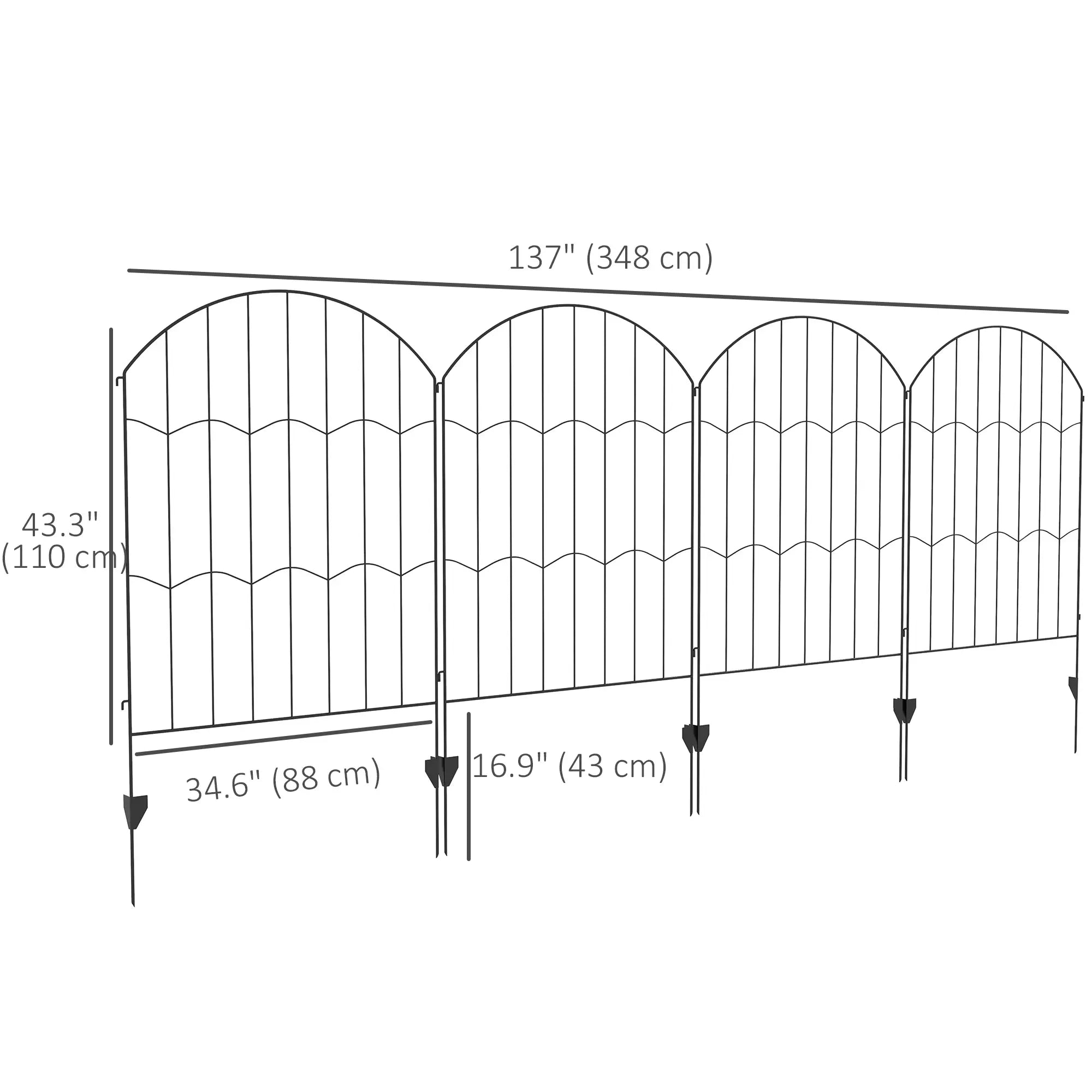 4 Pack Garden Fencing, Decorative Fence Panels, Circle, Wave, Black Garden Fences at Gallery Canada