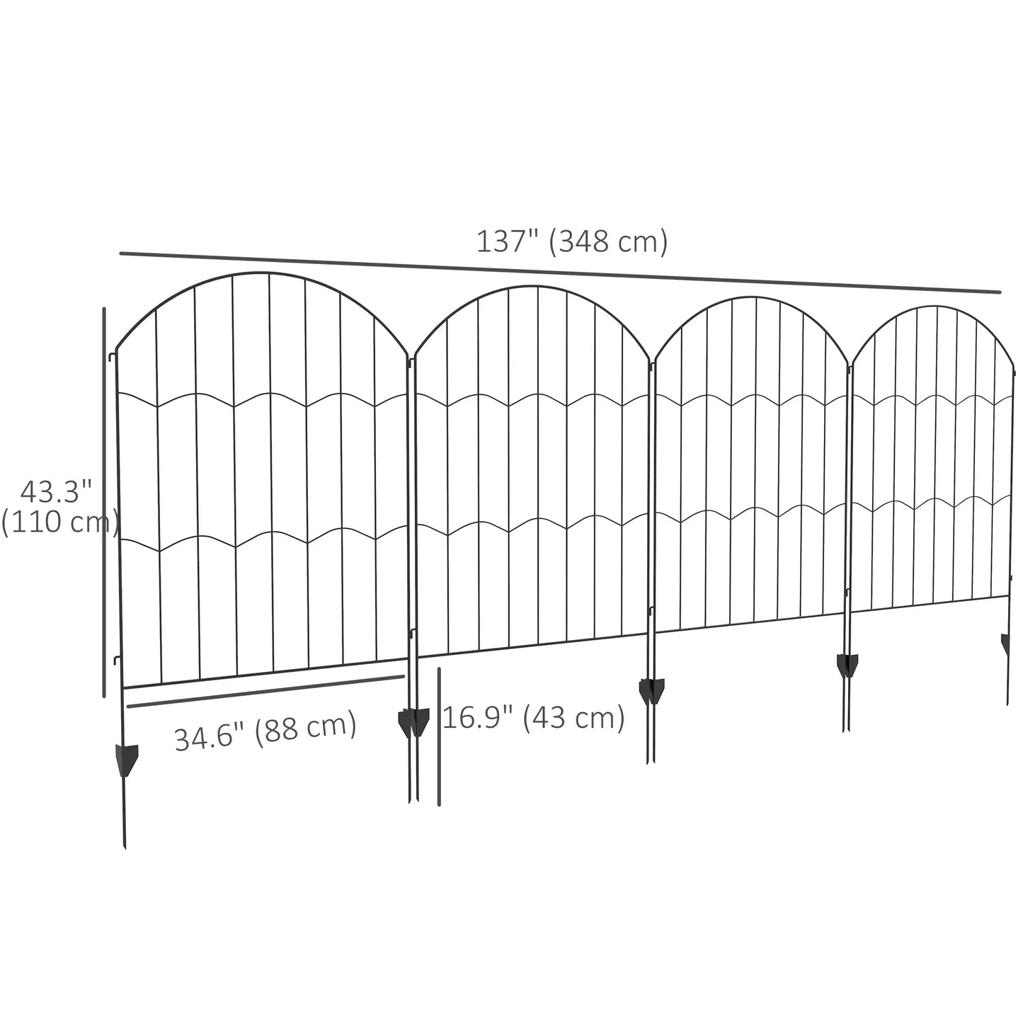 4 Pack Garden Fencing, Decorative Fence Panels, Circle, Wave, Black Garden Fences at Gallery Canada