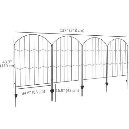 4 Pack Garden Fencing, Decorative Fence Panels, Circle, Wave, Black Garden Fences at Gallery Canada