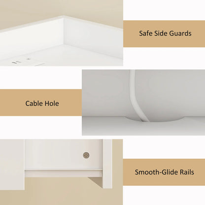 Wall Mounted Bedside Table Set of 2, Charging Station, Drawer, Shelf, White Bedside Tables at Gallery Canada