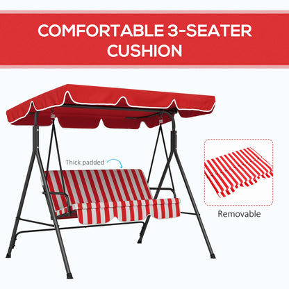 3-Seater Outdoor Porch Swing, Adjustable Canopy, Red Patio Swings with Stand at Gallery Canada