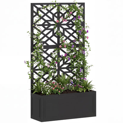 Lit de jardin surélevé en métal avec treillis pour plantes grimpantes