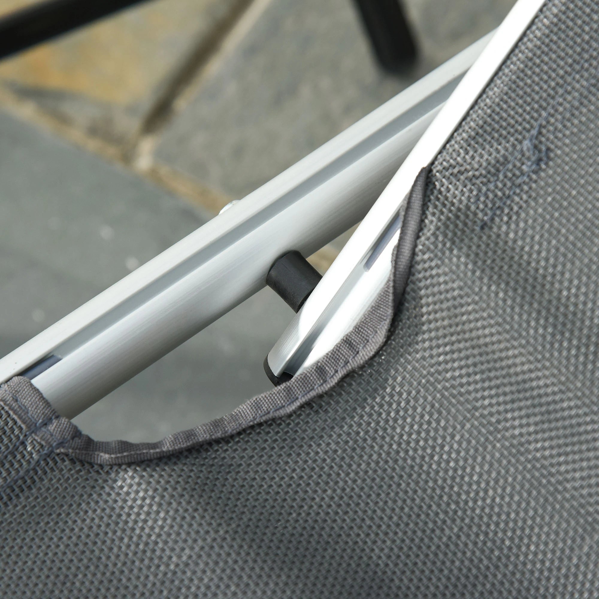 Folding Lounge Chair, Adjustable Backrest, Aluminum Frame, Grey Lounger Chairs at Gallery Canada