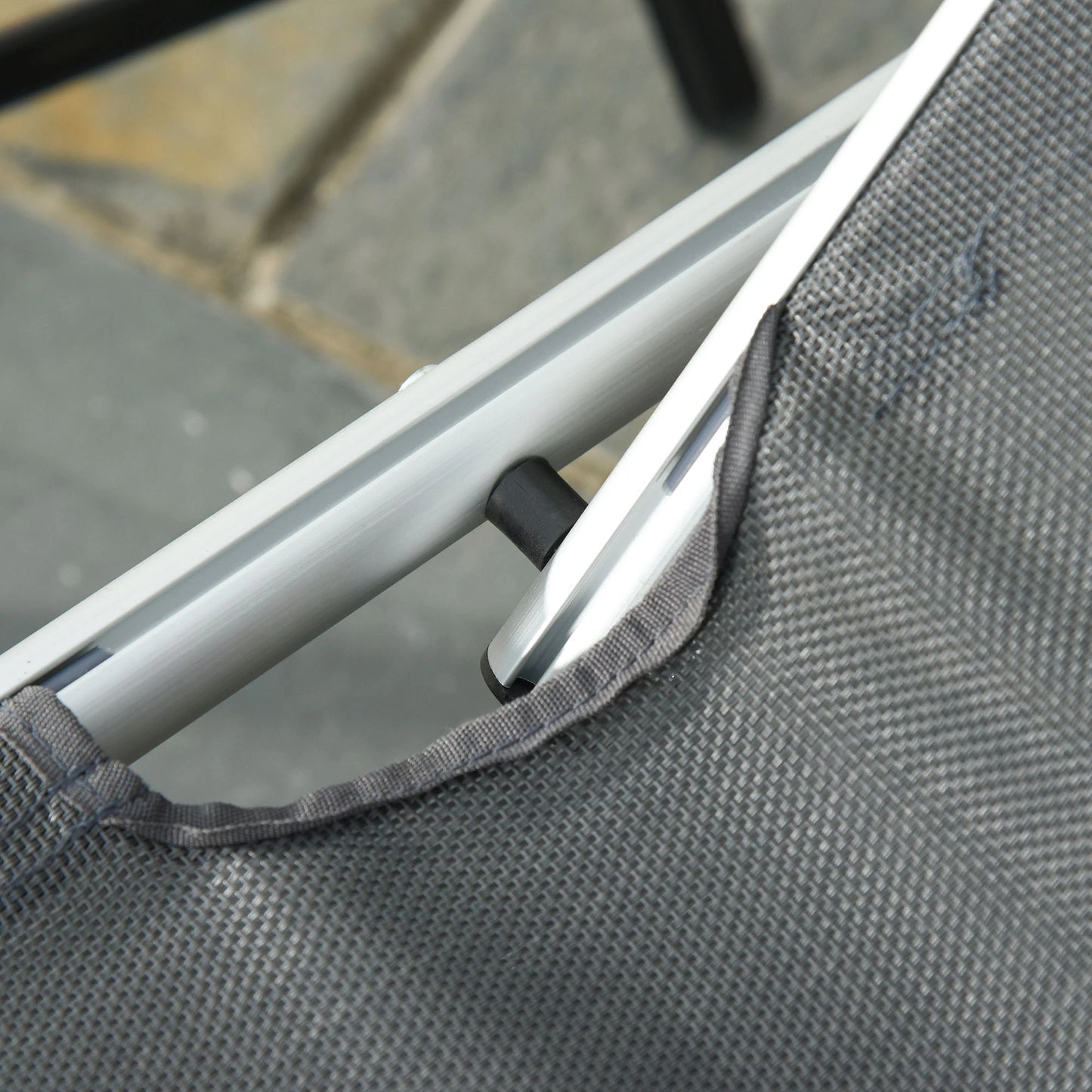 Folding Lounge Chair, Adjustable Backrest, Aluminum Frame, Grey Lounger Chairs at Gallery Canada