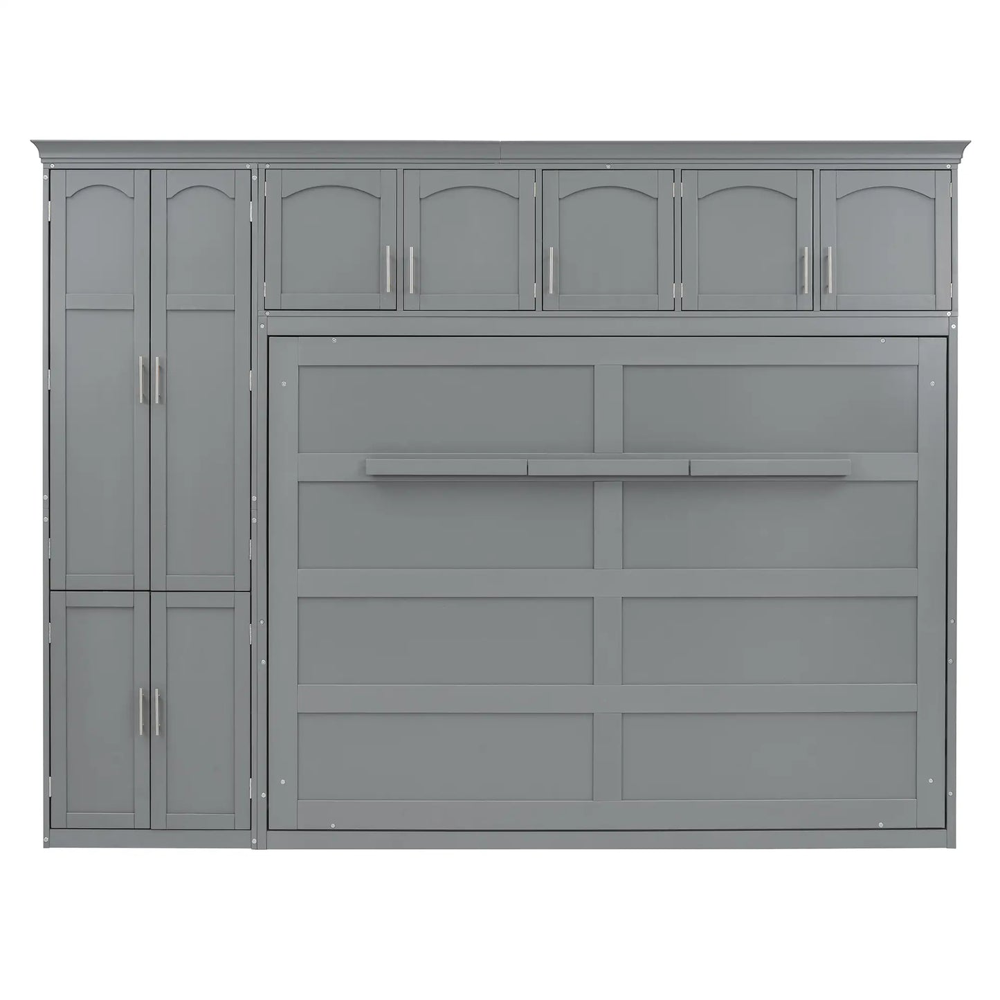 Murphy Bed with Storage, Space-saving Wall Bed, 117.5" L x 16" W x 88" H, Grey Bed Frames Grey at Gallery Canada