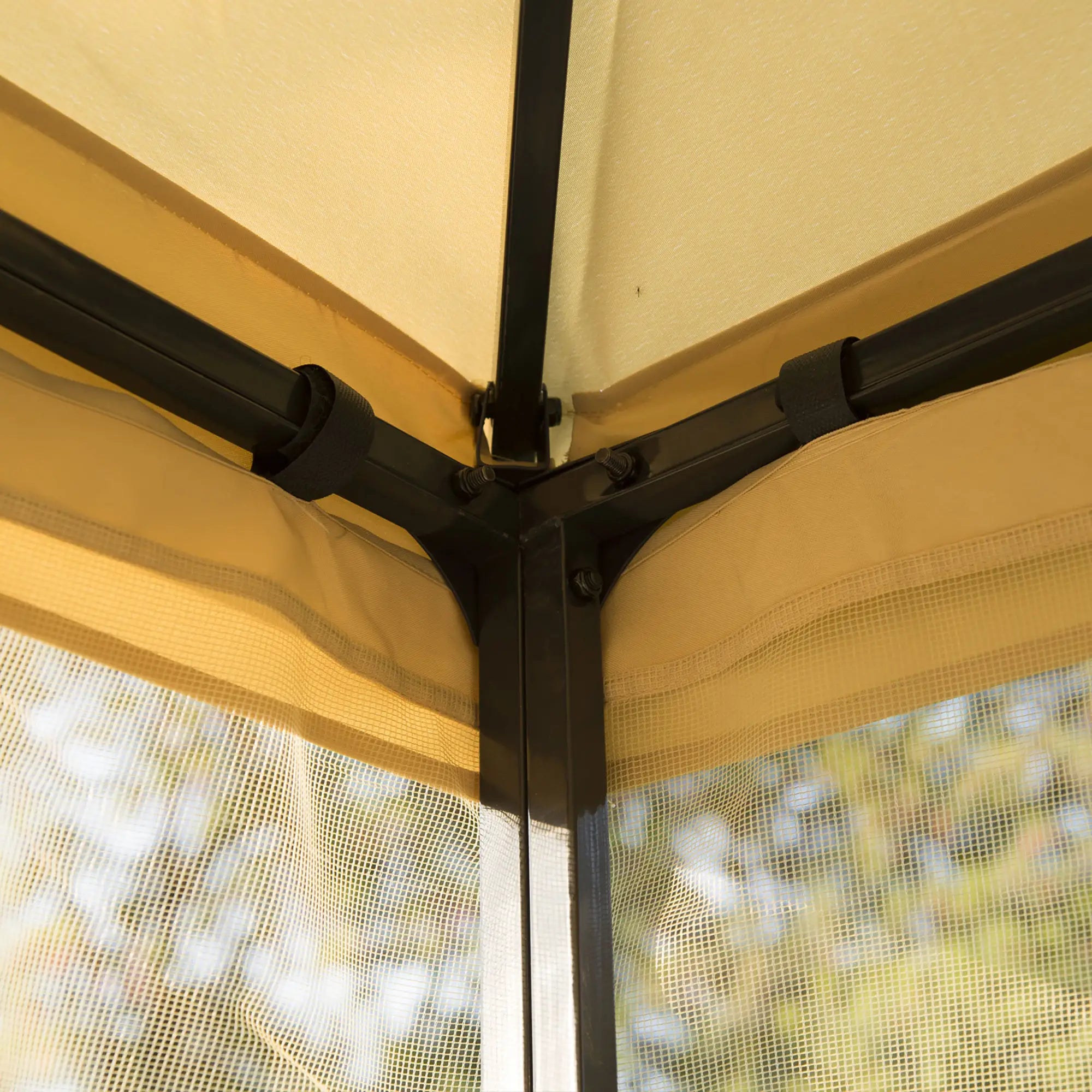 10'X10' Soft Top Steel Patio Gazebo, Outdoor Sun Shelter, Beige Gazebos at Gallery Canada
