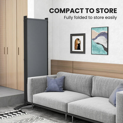 Folding Room Divider, Privacy Screen, 5.6FT Tall, Dark Grey Side Awnings at Gallery Canada