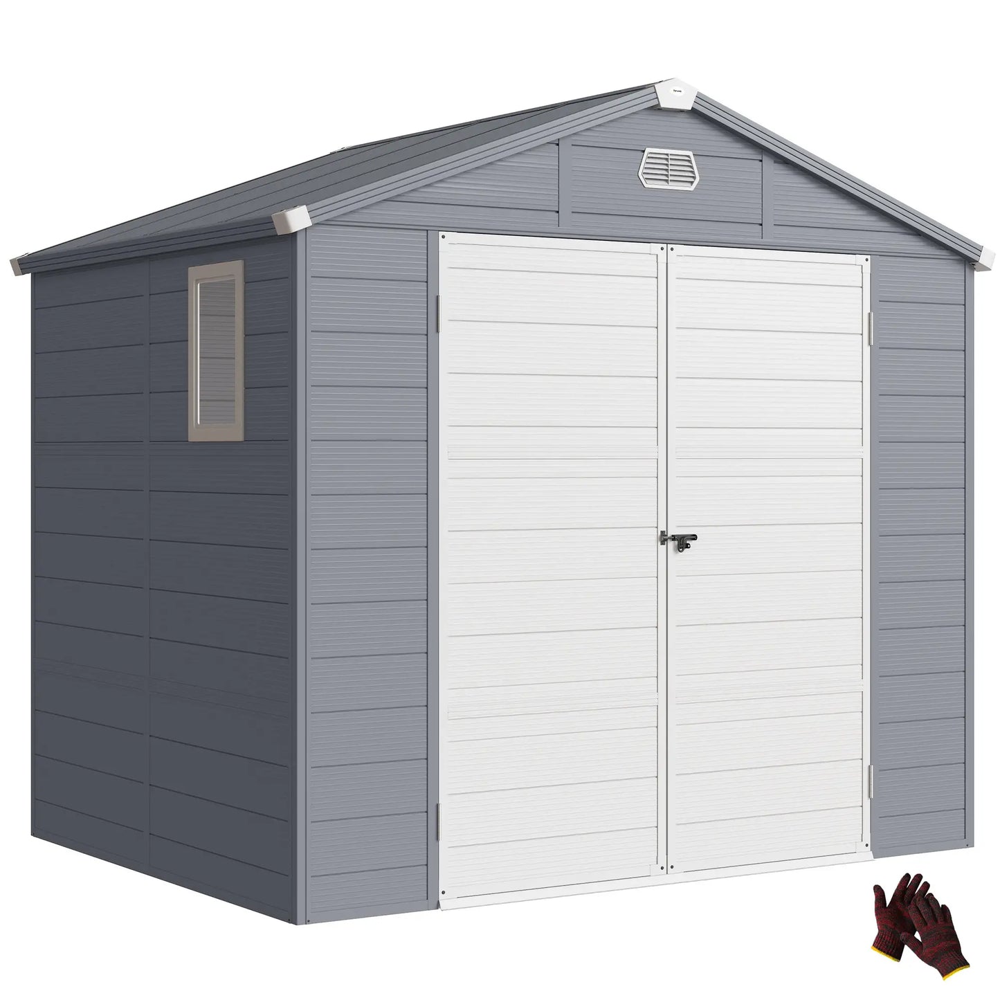 Small Garden Shed, Latch Door, Vents, Sloped Roof, 8x6, Light Grey Sheds at Gallery Canada