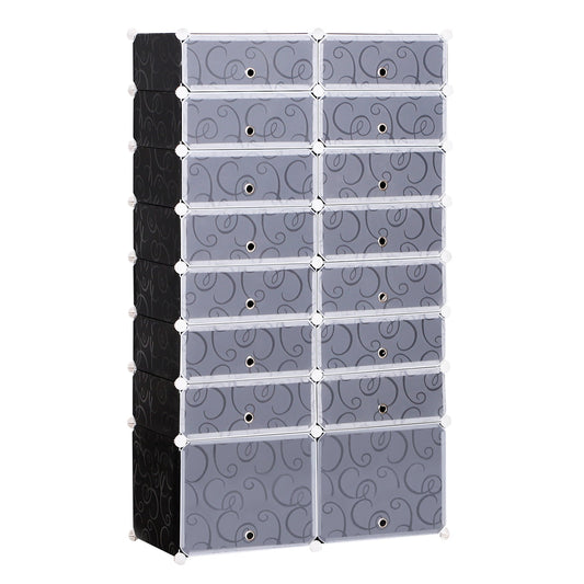 Cube Storage Organizer, 16-Cube Panels Closet Organizer, Modular Storage Cabinet for Bedroom, Black and White - Gallery Canada