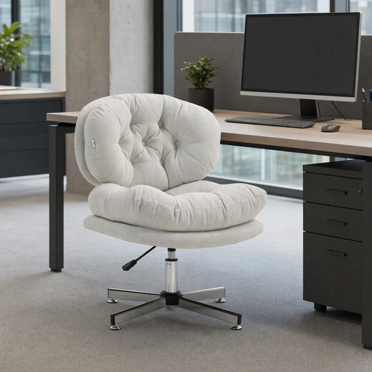 Armless Office Chair, Wide Padded Seat, Adjustable Height, Cream White Task Chairs Cream at Gallery Canada