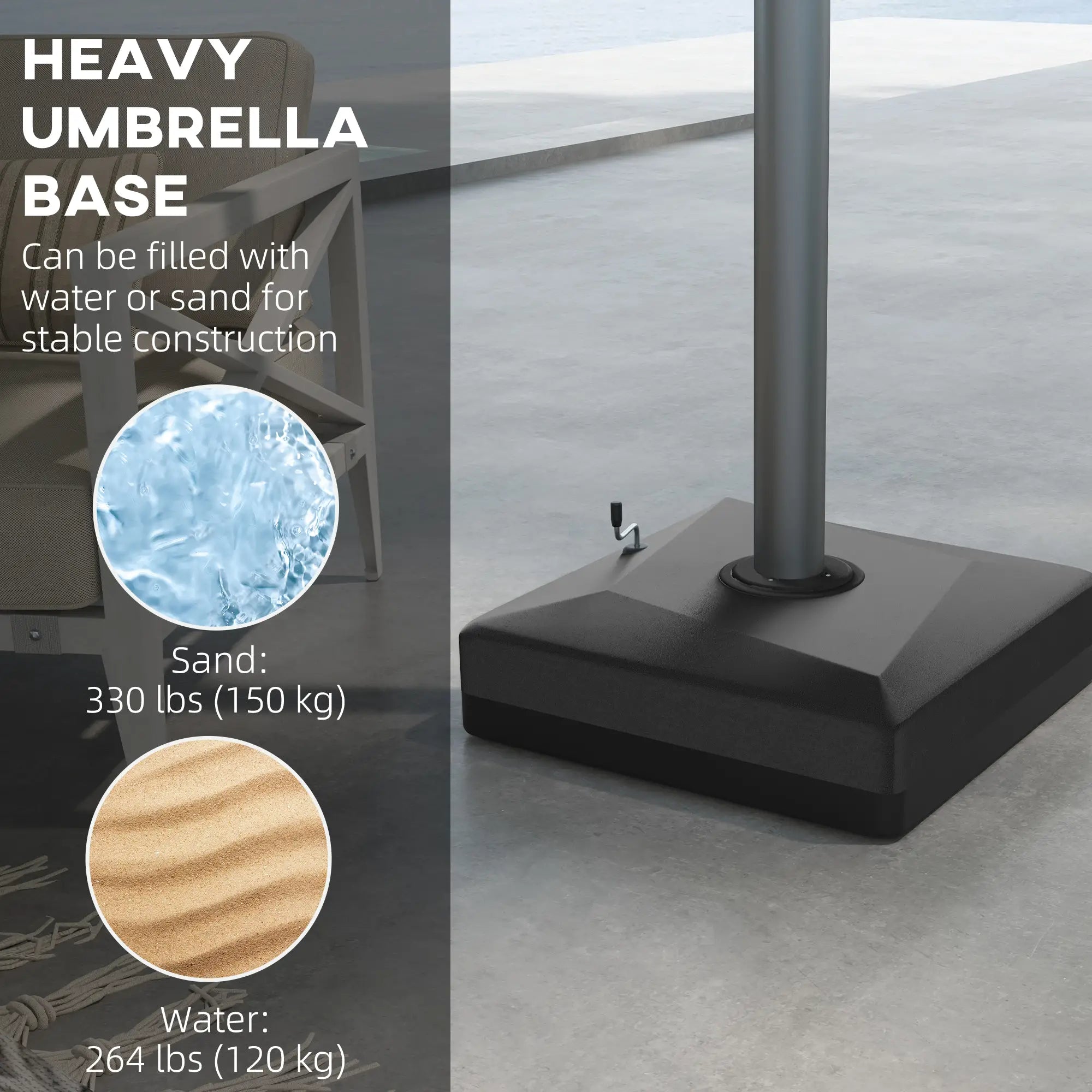 Heavy Duty Cantilever Umbrella Base, Liftable Wheel, Adjustable Foot Pads Umbrella Bases at Gallery Canada