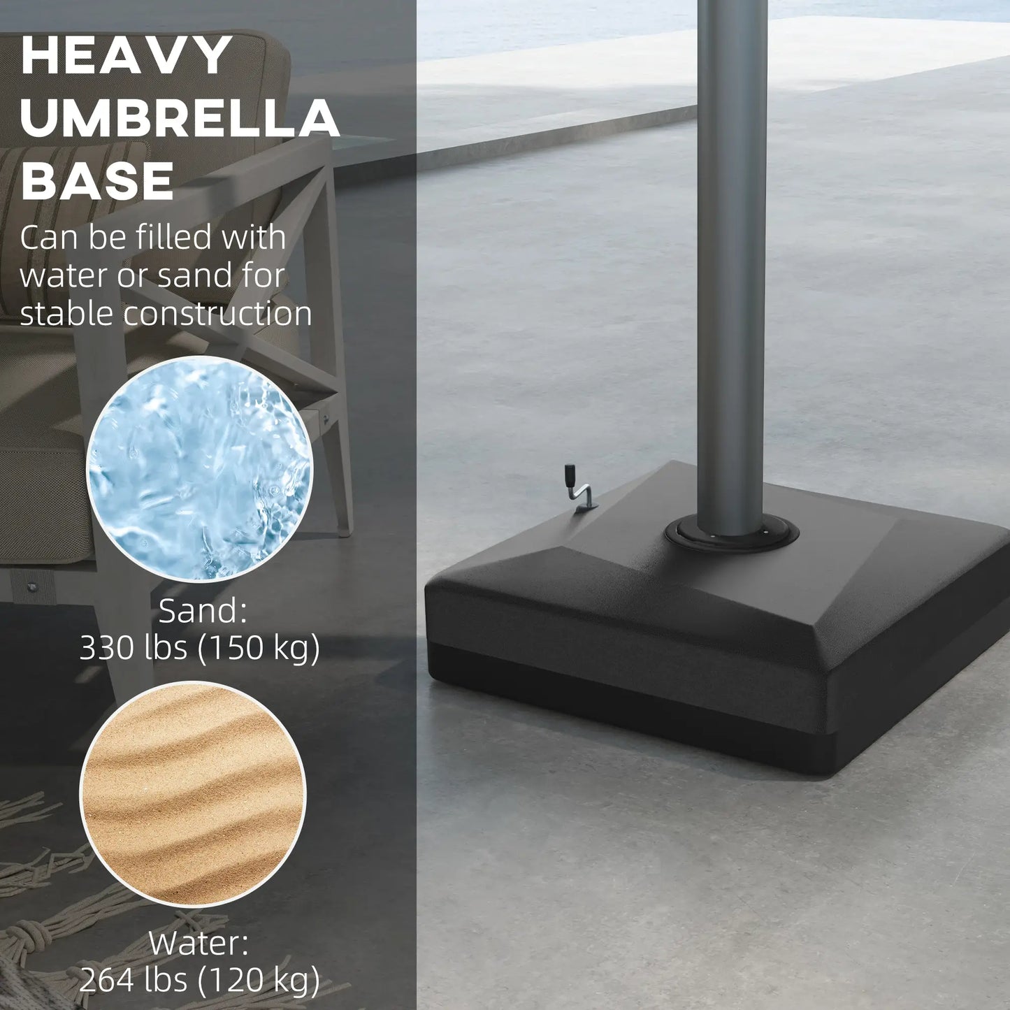 Heavy Duty Cantilever Umbrella Base, Liftable Wheel, Adjustable Foot Pads Umbrella Bases at Gallery Canada