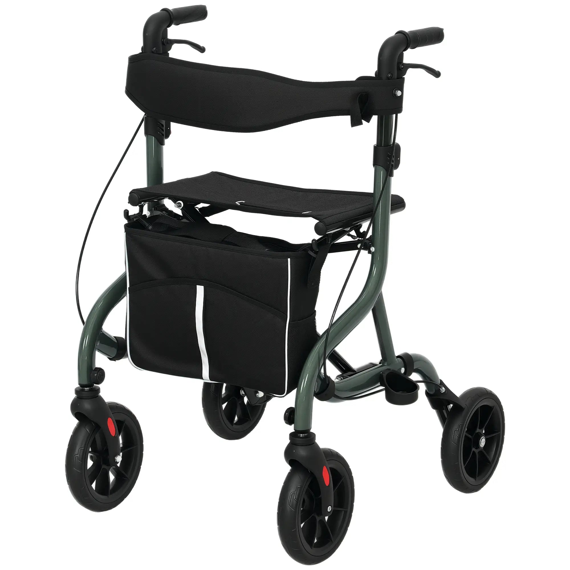 Foldable Rollator Walker With Seat, Adjustable Handles, Green Knee Walker & Wheelchair Ramps Green, Black at Gallery Canada