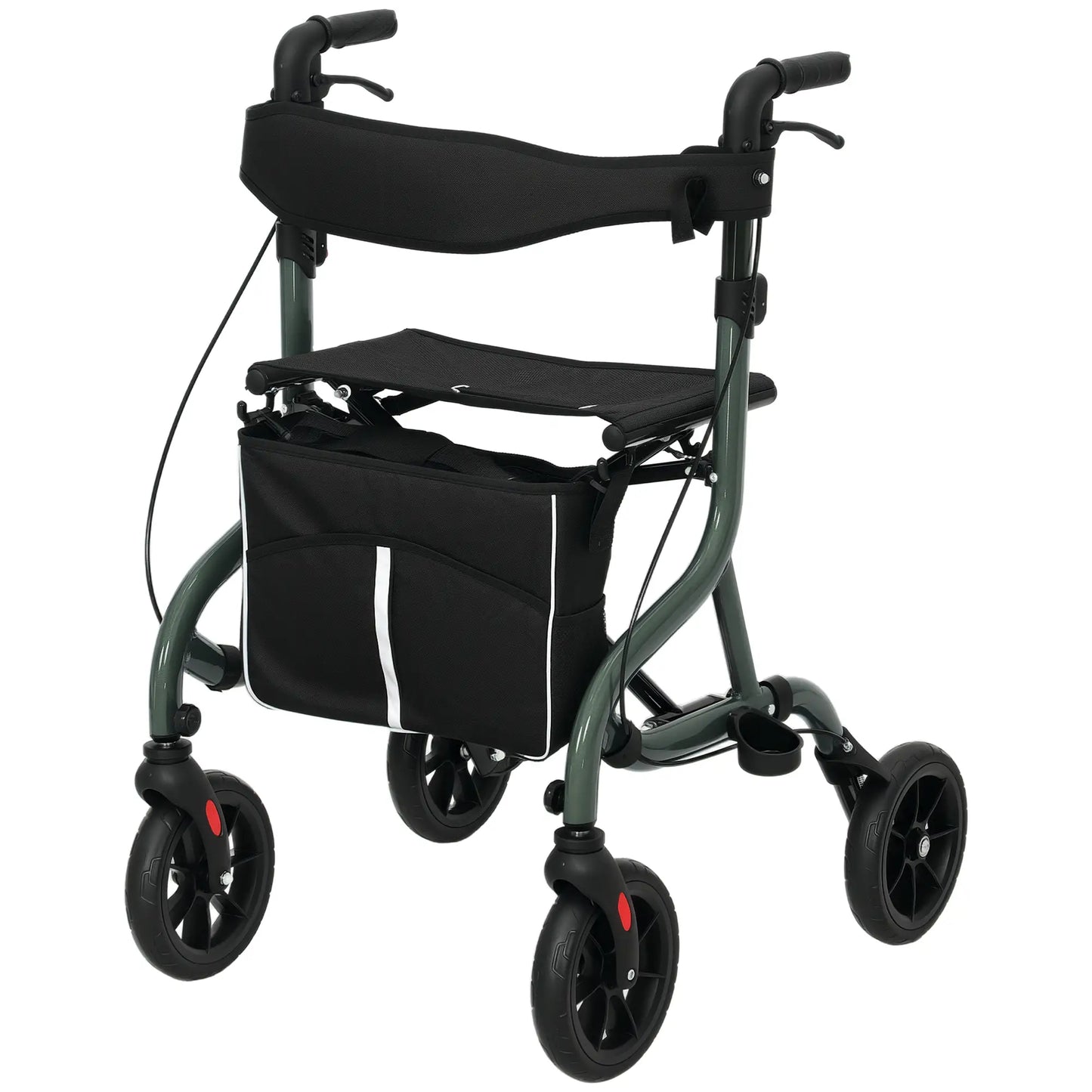 Foldable Rollator Walker With Seat, Adjustable Handles, Green Knee Walker & Wheelchair Ramps Green, Black at Gallery Canada