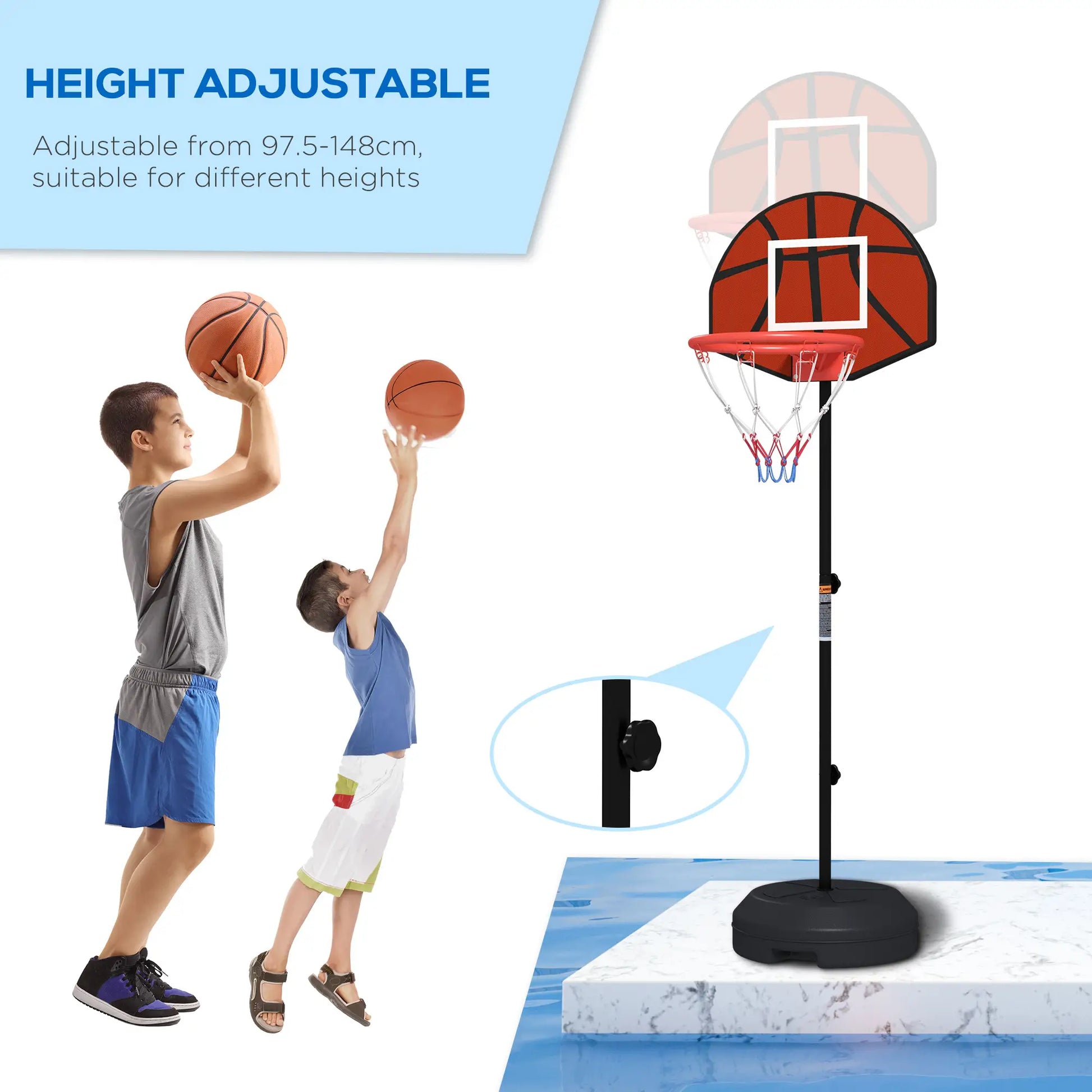 3-5ft Basketball Hoop with Magnetic Dartboard, 15" Backboard, Weighted Base Basketball at Gallery Canada