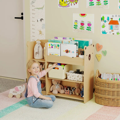Kids Bookshelf Toy Storage Organizer, 3 Tier Montessori, Natural Bookshelves & Bookcases at Gallery Canada