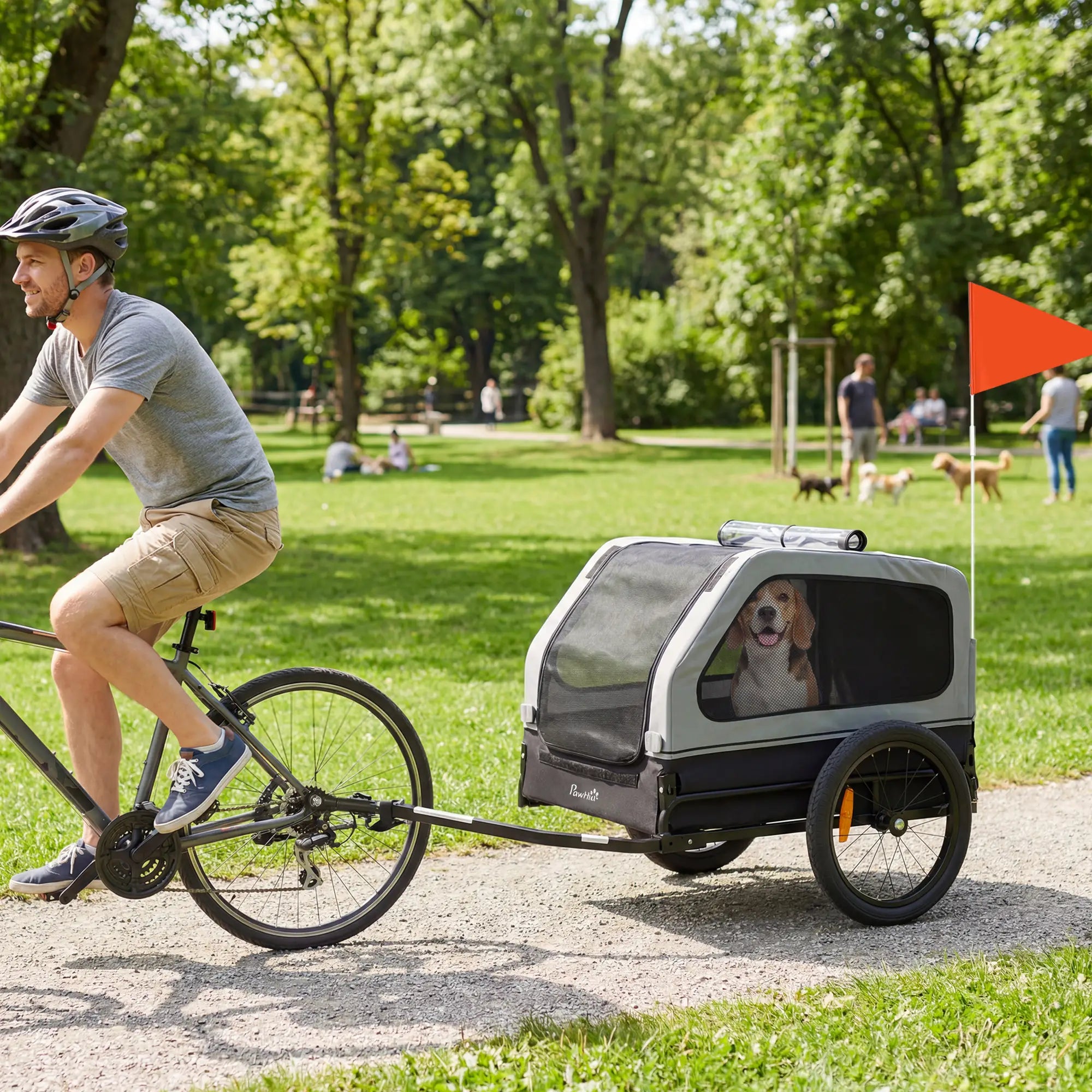 Dog Bike Trailer, 44 lbs, Universal Coupler, Flip-Down Ramp, Grey Dog Bike Trailers & Strollers at Gallery Canada