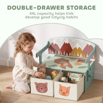 3-in-1 Wooden Toy Storage Bench, 2 Drawers, Green Baby & Kids Storage at Gallery Canada
