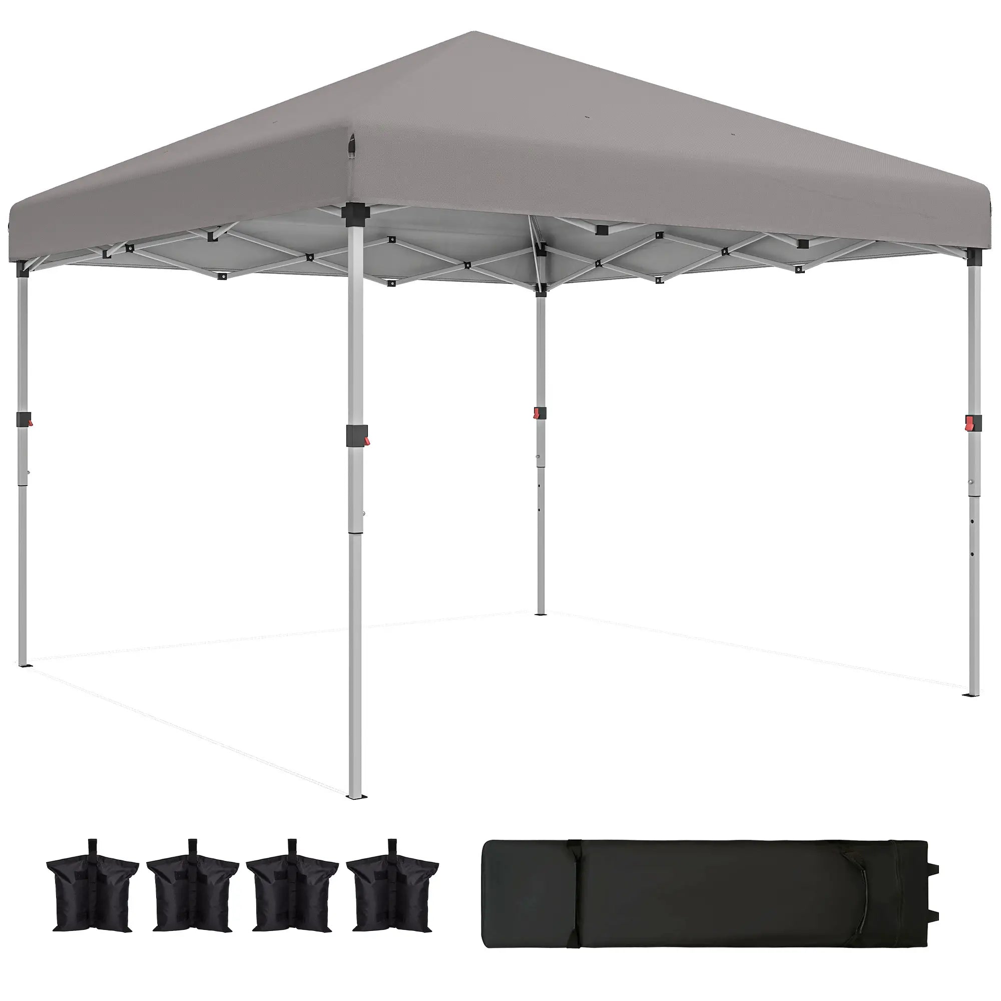 10' x 10' Pop Up Canopy, Sidewalls, Roller Bag, Adjustable Tent, Grey Pop Up Canopies Light Grey at Gallery Canada