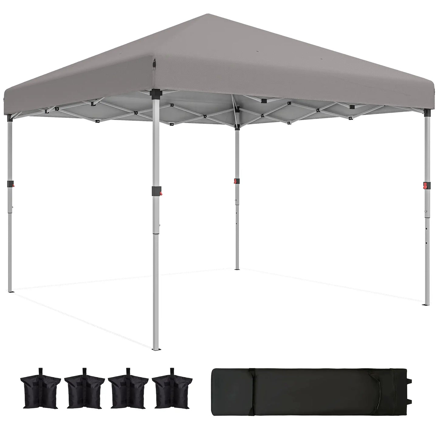 10' x 10' Pop Up Canopy, Sidewalls, Roller Bag, Adjustable Tent, Grey Pop Up Canopies Light Grey at Gallery Canada