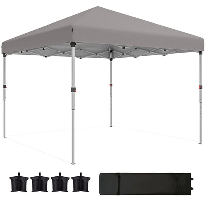 10' x 10' Pop Up Canopy, Sidewalls, Roller Bag, Adjustable Tent, Grey Pop Up Canopies Light Grey at Gallery Canada