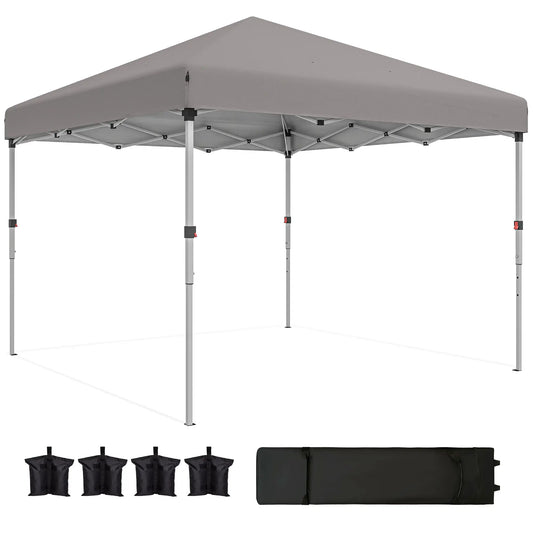 10' x 10' Pop Up Canopy, Sidewalls, Roller Bag, Adjustable Tent, Grey Pop Up Canopies Light Grey at Gallery Canada