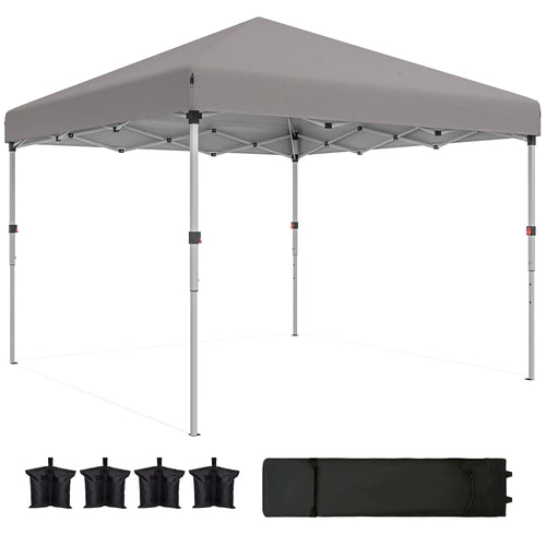 10' x 10' Pop Up Canopy, Sidewalls, Roller Bag, Adjustable Tent, Grey