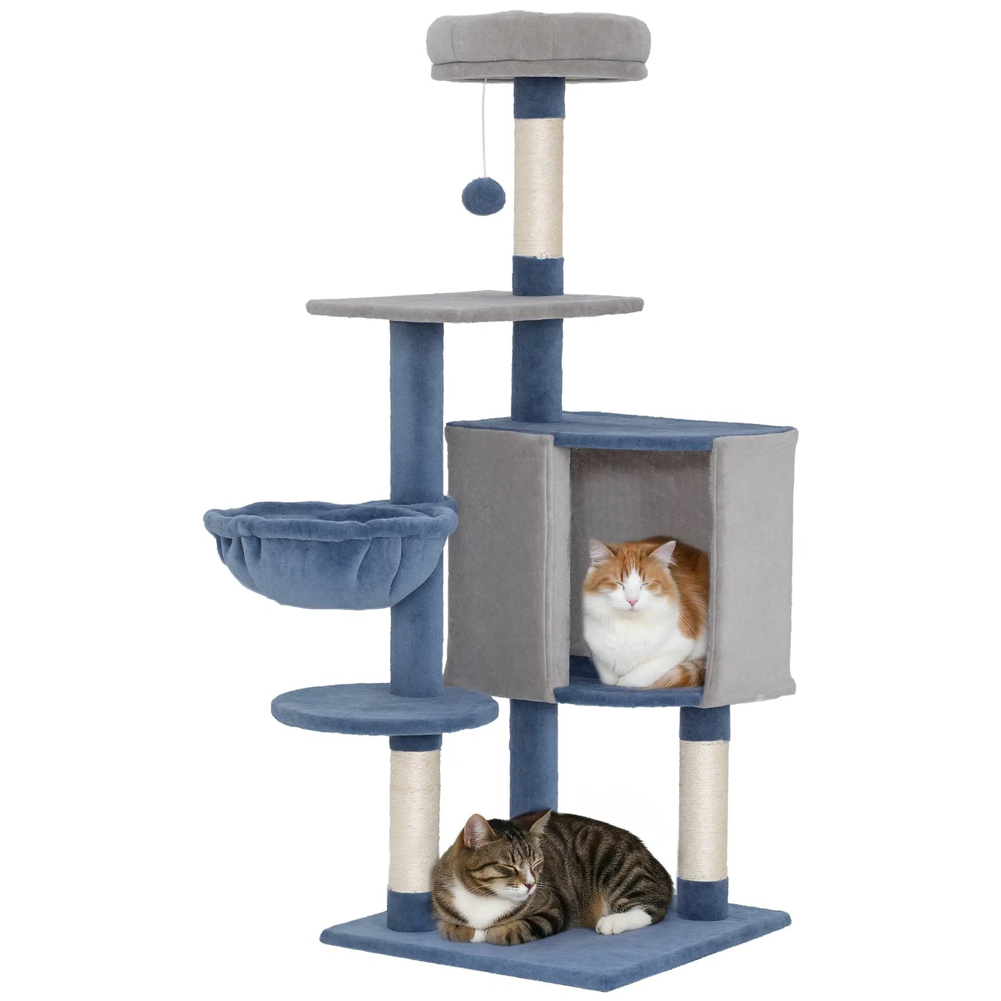 48" Cat Tree with Condo, Hammock, Perch, Scratching Posts, Blue and Grey Cat Trees at Gallery Canada