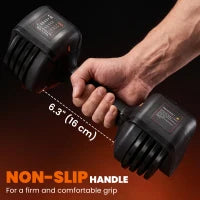 Ensemble de 2 haltères réglables, 5-25 lbs, cadran rapide 5-en-1, prise antidérapante