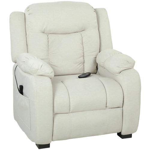 Massage Recliner Chair, Quiet Brushless Motor, Pet-Friendly Fabric, 2 Memory Positions, Cream White
