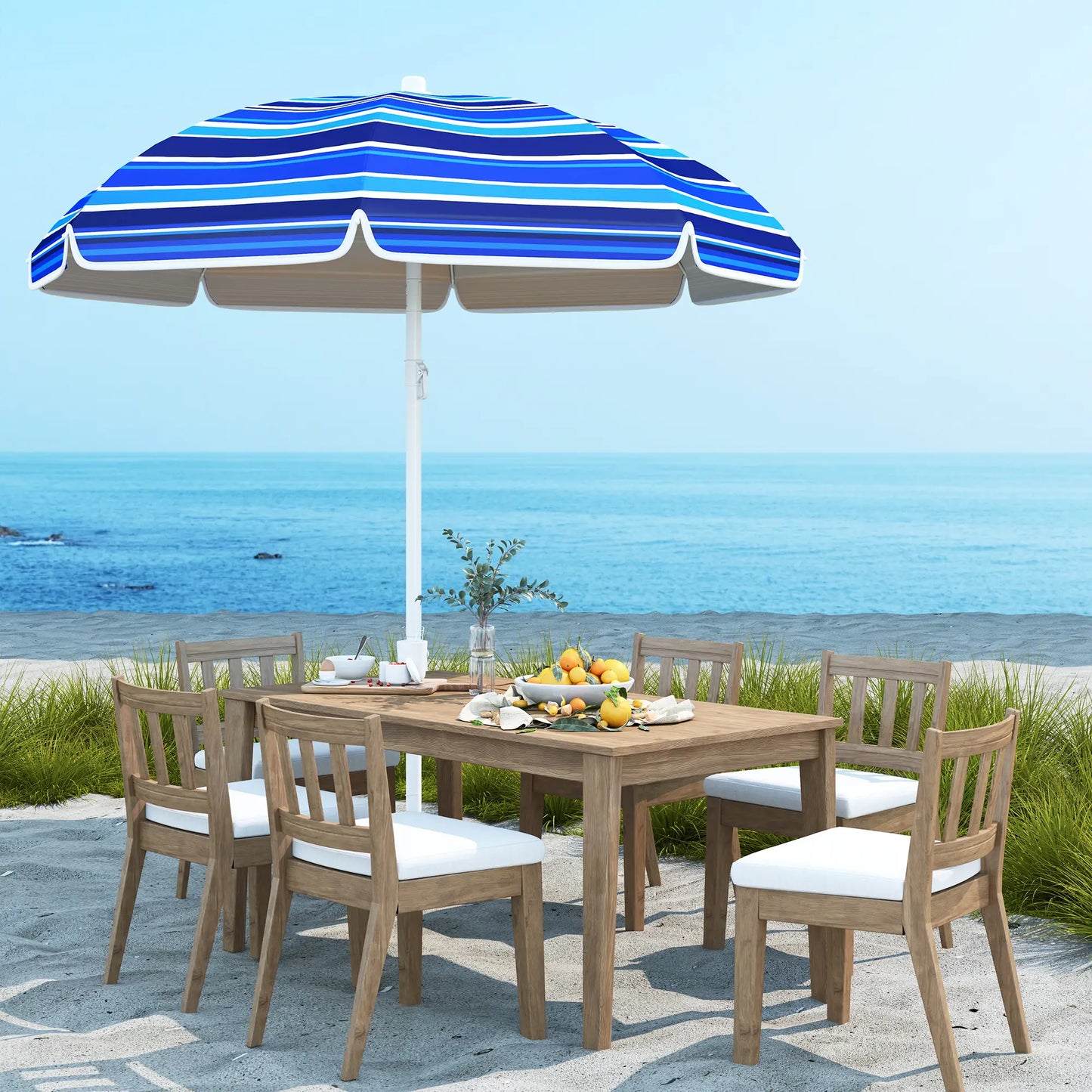 70.9" Dia. Portable Beach Umbrella, UV 50+ Adjustable Tilt, Multicolor Beach Umbrellas at Gallery Canada