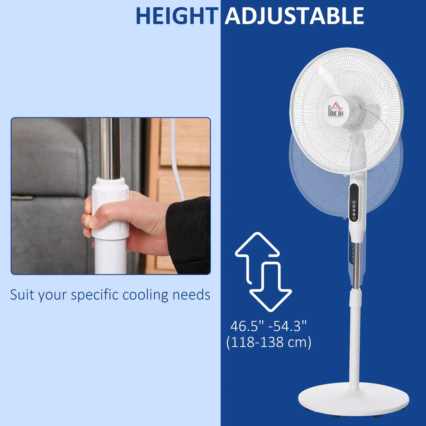 Standing Floor Fan with Remote, Tall Pedestal Fan, White Stand Fans at Gallery Canada