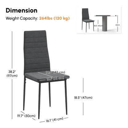 Modern Dining Chairs, Set of 4, High Back PU Leather, Metal Legs, Grey Bar Stools at Gallery Canada