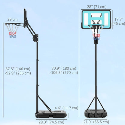 Outdoor Basketball Hoop, Shatterproof Backboard, 57.5"-92.9", Black Basketball at Gallery Canada