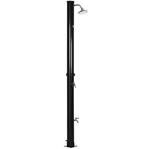 7.3FT 5.3 Gallon Solar Heated Outdoor Shower, Black