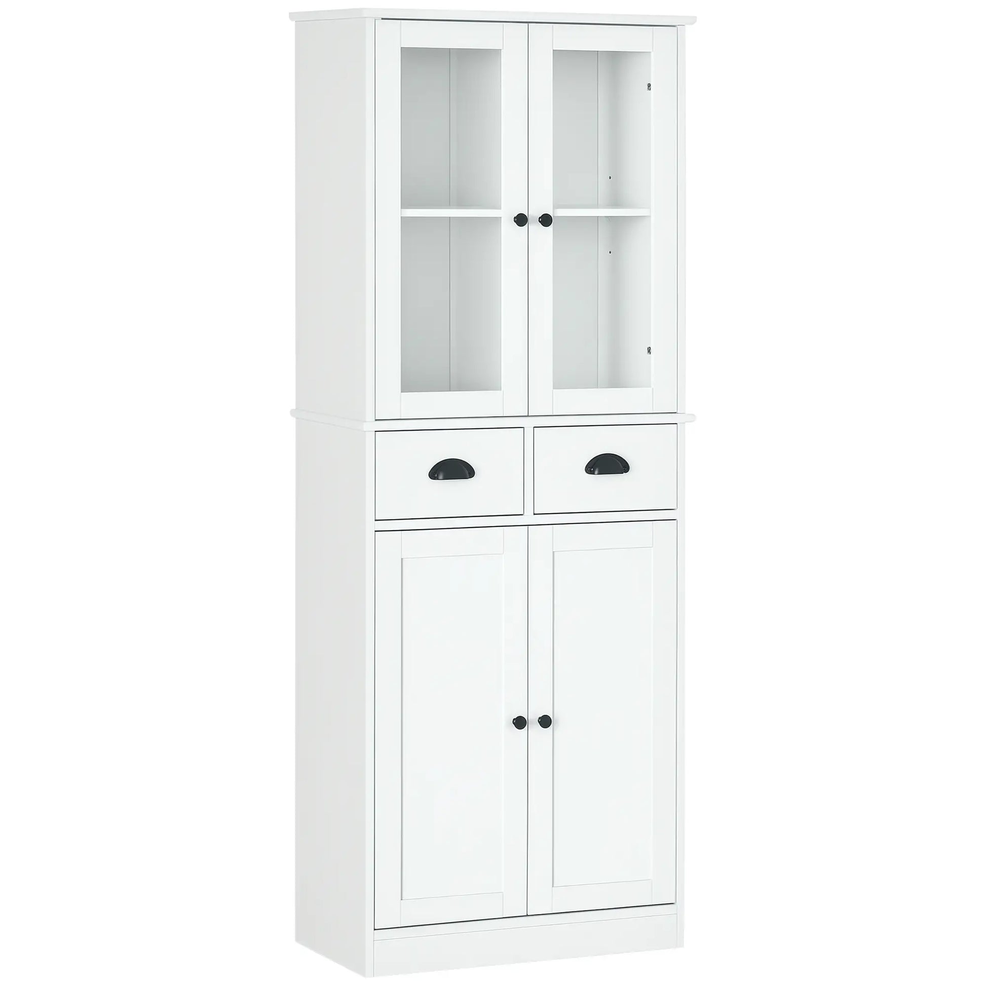 61" Kitchen Pantry Cabinet, Freestanding Farmhouse Style, White Kitchen Pantry Cabinets White at Gallery Canada