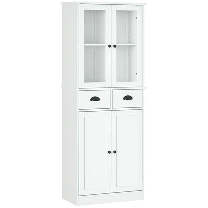 61" Kitchen Pantry Cabinet, Freestanding Farmhouse Style, White Kitchen Pantry Cabinets White at Gallery Canada