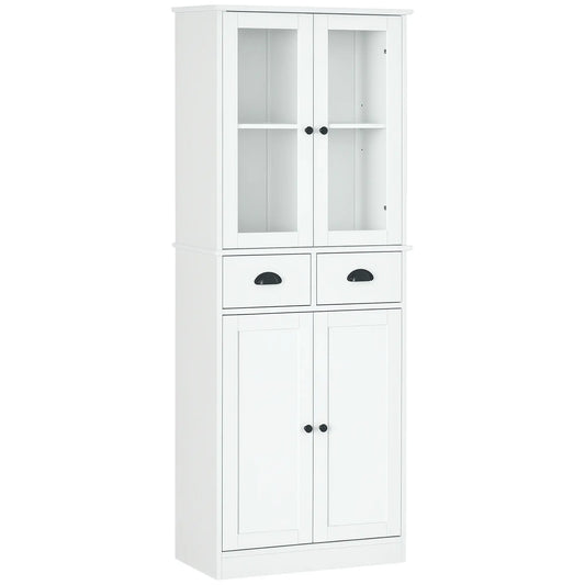61" Kitchen Pantry Cabinet, Freestanding Farmhouse Style, White Kitchen Pantry Cabinets White at Gallery Canada