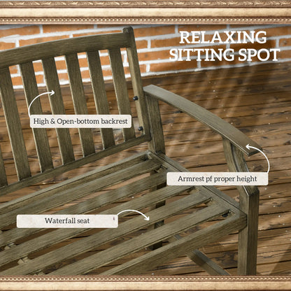 Outdoor Garden Bench, Metal Wood Look Slatted Frame, Black Outdoor Benches at Gallery Canada