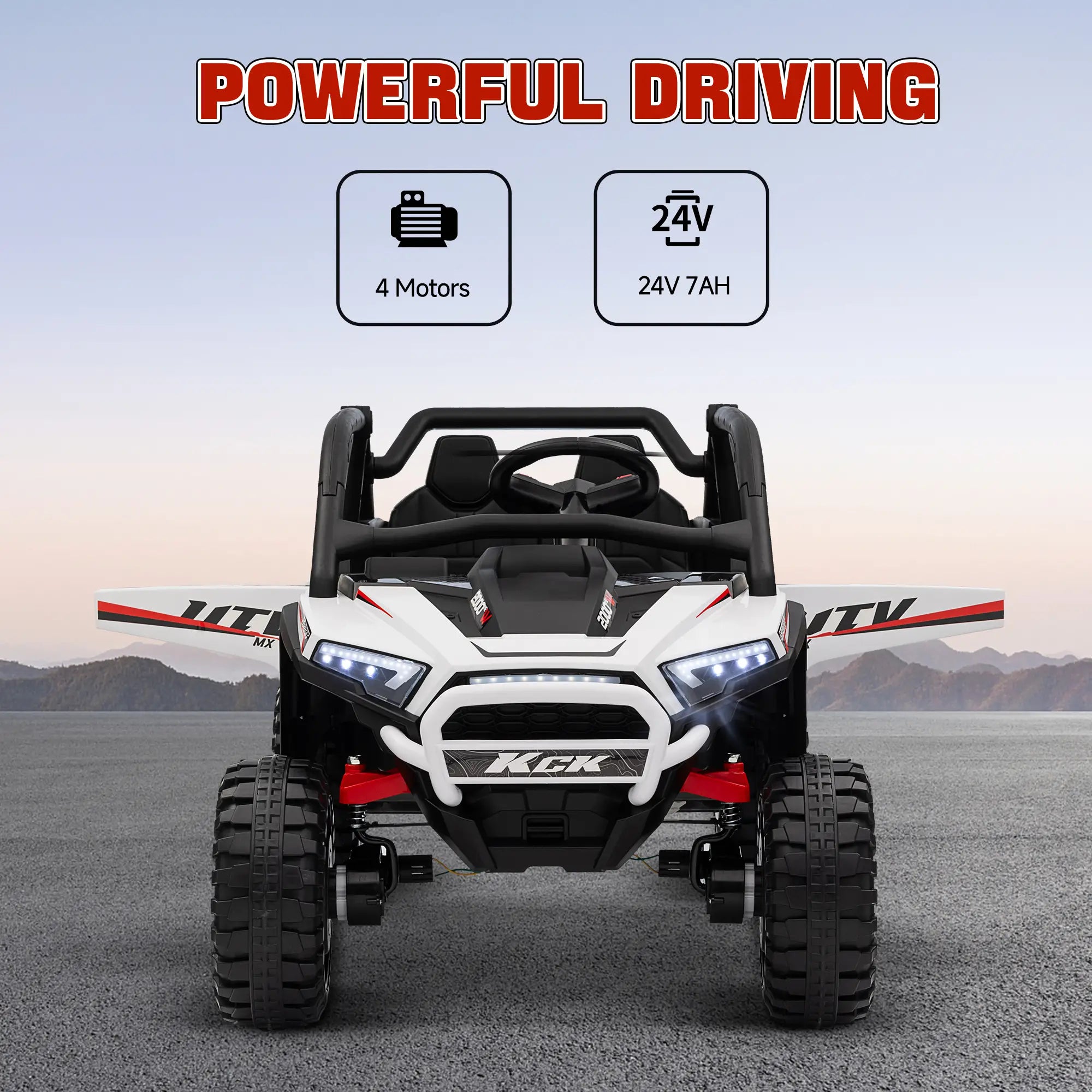 2 Seater 24V 7AH Electric Ride On Truck, White Electric Toy Cars at Gallery Canada