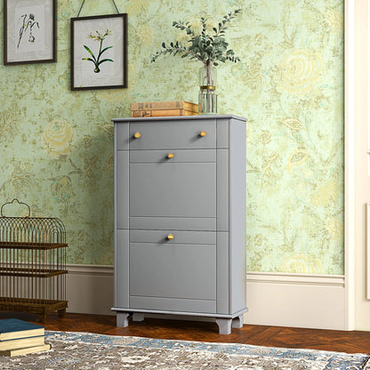 Slim Shoe Storage, 2 Flip Drawers, Adjustable Shelves, 8 Pair, Grey Shoe Storage Cabinets & Racks at Gallery Canada