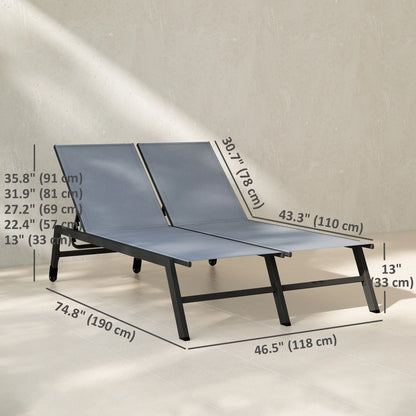 Chaise Lounge Chair For 2 Person, 5-Position Adjustable With Wheels Lounger Chairs at Gallery Canada