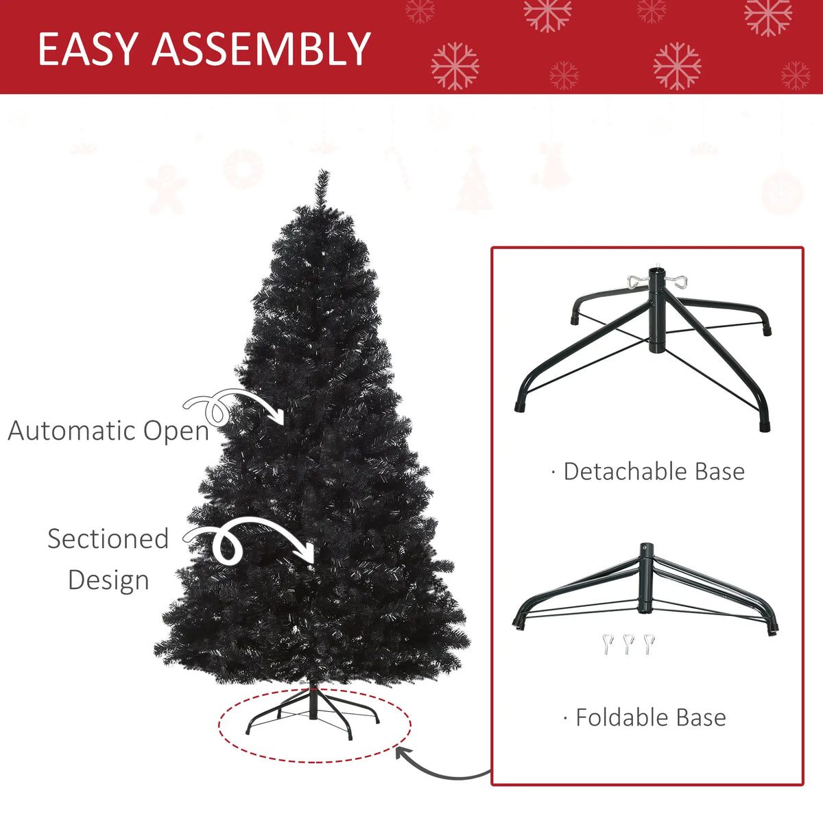 7ft Artificial Christmas Tree, Indoor Holiday Decoration, Black Artificial Christmas Trees at Gallery Canada