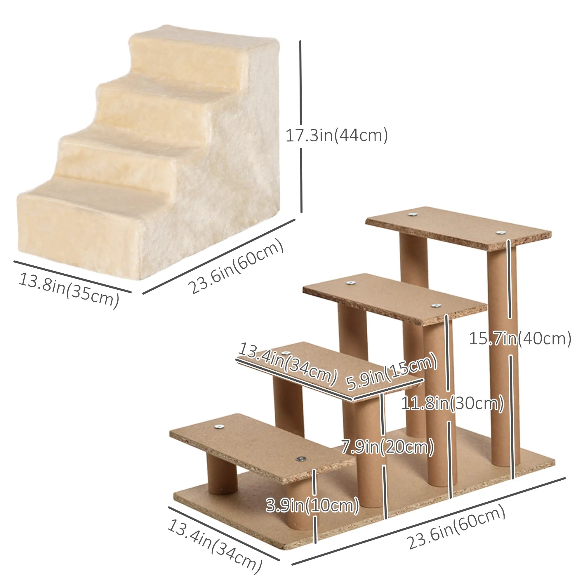 4-Step Dog Ramp for Sofa, Bed, Couch, Removable Cover, Beige Dog Stairs at Gallery Canada