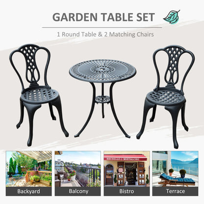 3-Piece Antique Outdoor Bistro Set, Cast Aluminum, Black Bistro Sets at Gallery Canada