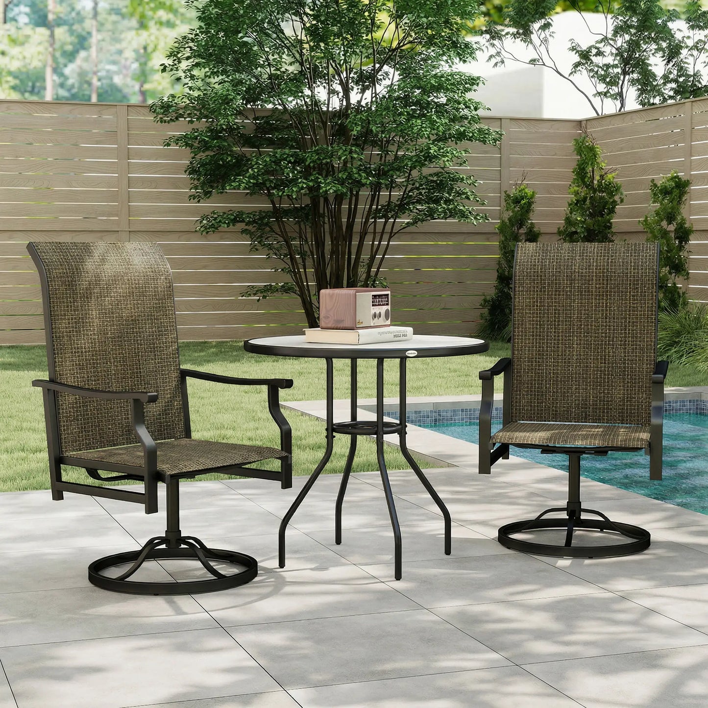 Swivel Rocker Outdoor Chair Set Of 2, High Back, Brown Bistro Sets at Gallery Canada