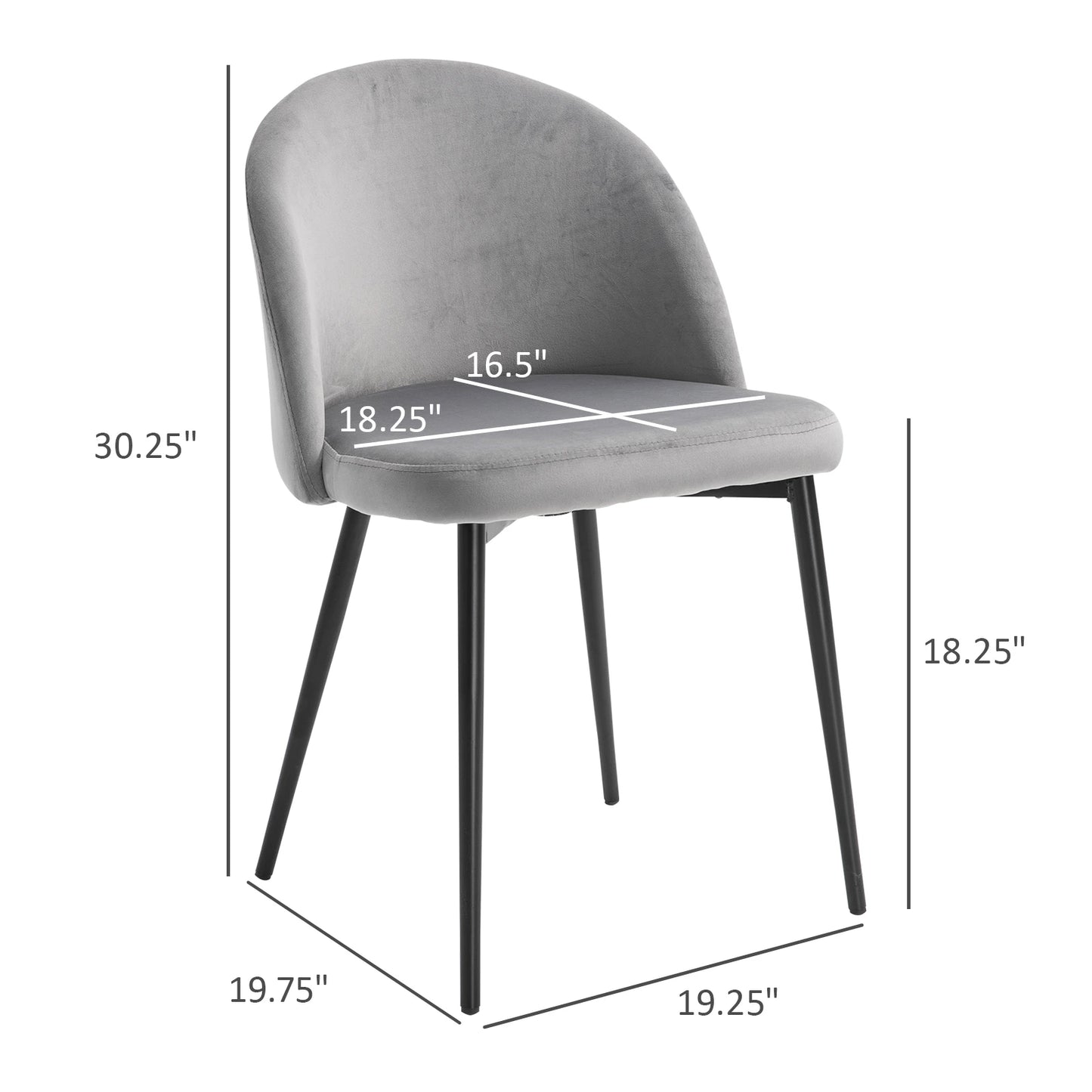 Set of 2 Mid-Back Dining Chairs, Velvet Upholstery, Dark Blue Bar Stools at Gallery Canada