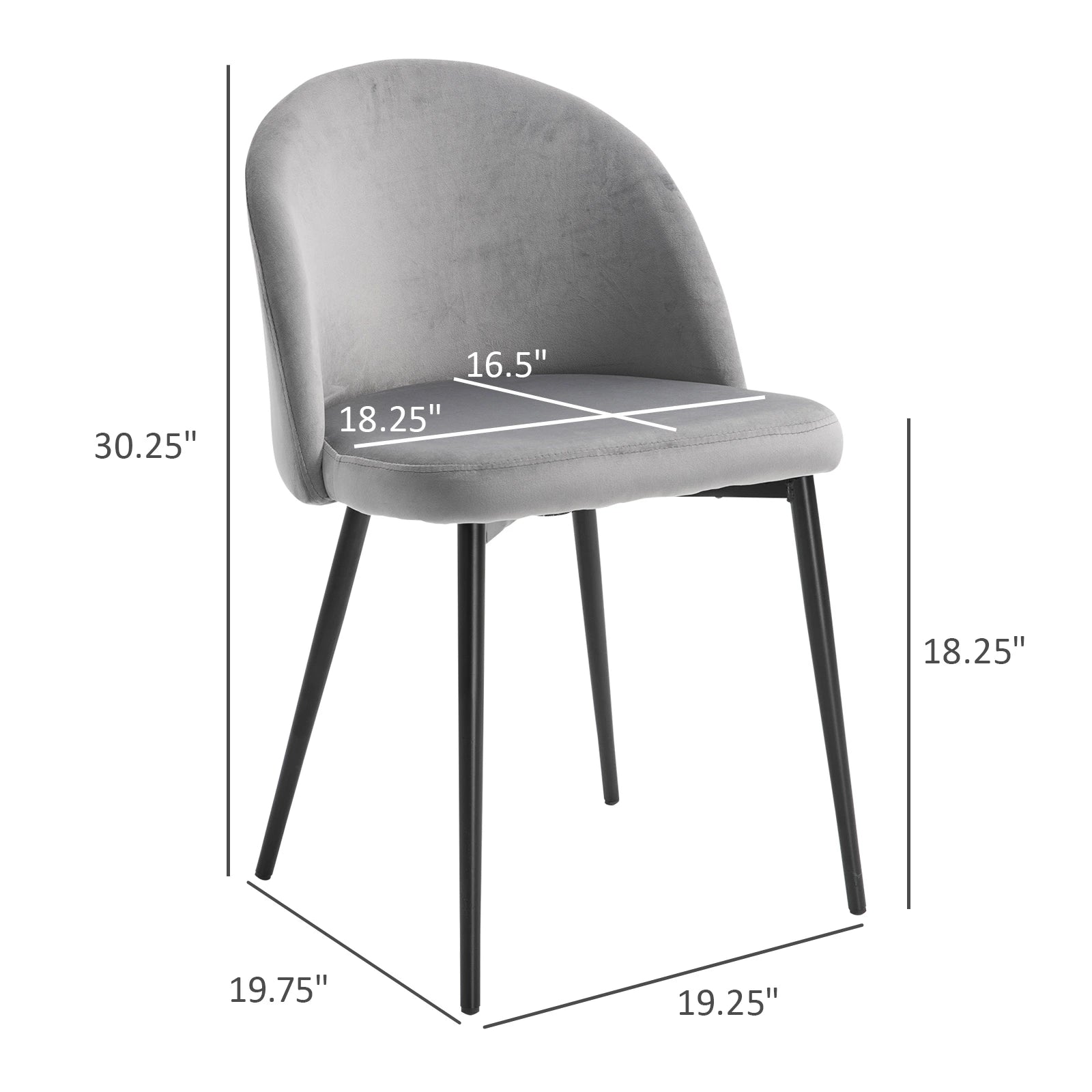 Set of 2 Mid-Back Dining Chairs, Velvet Upholstery, Dark Blue Bar Stools at Gallery Canada